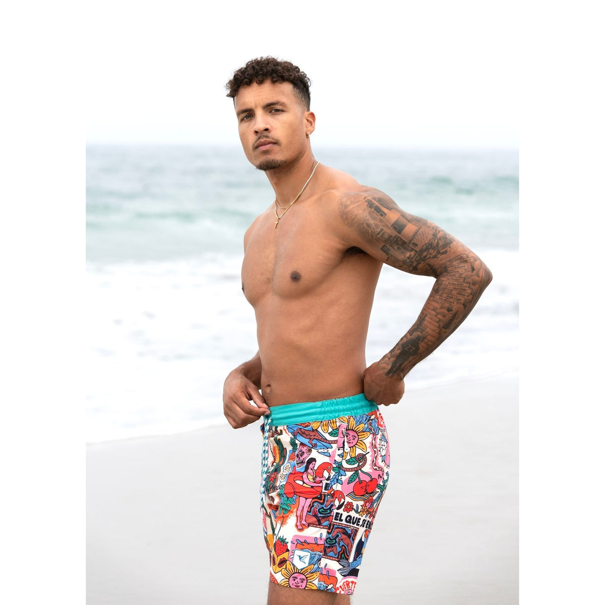 Island Print Eco-Friendly Board Swimshorts