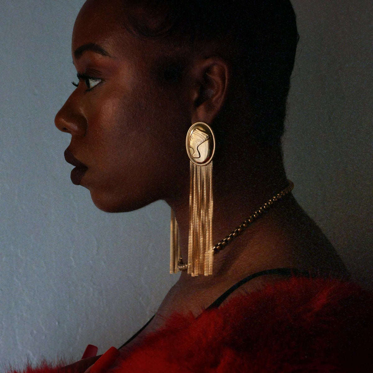Nefertiti Bust Fringe Earrings
