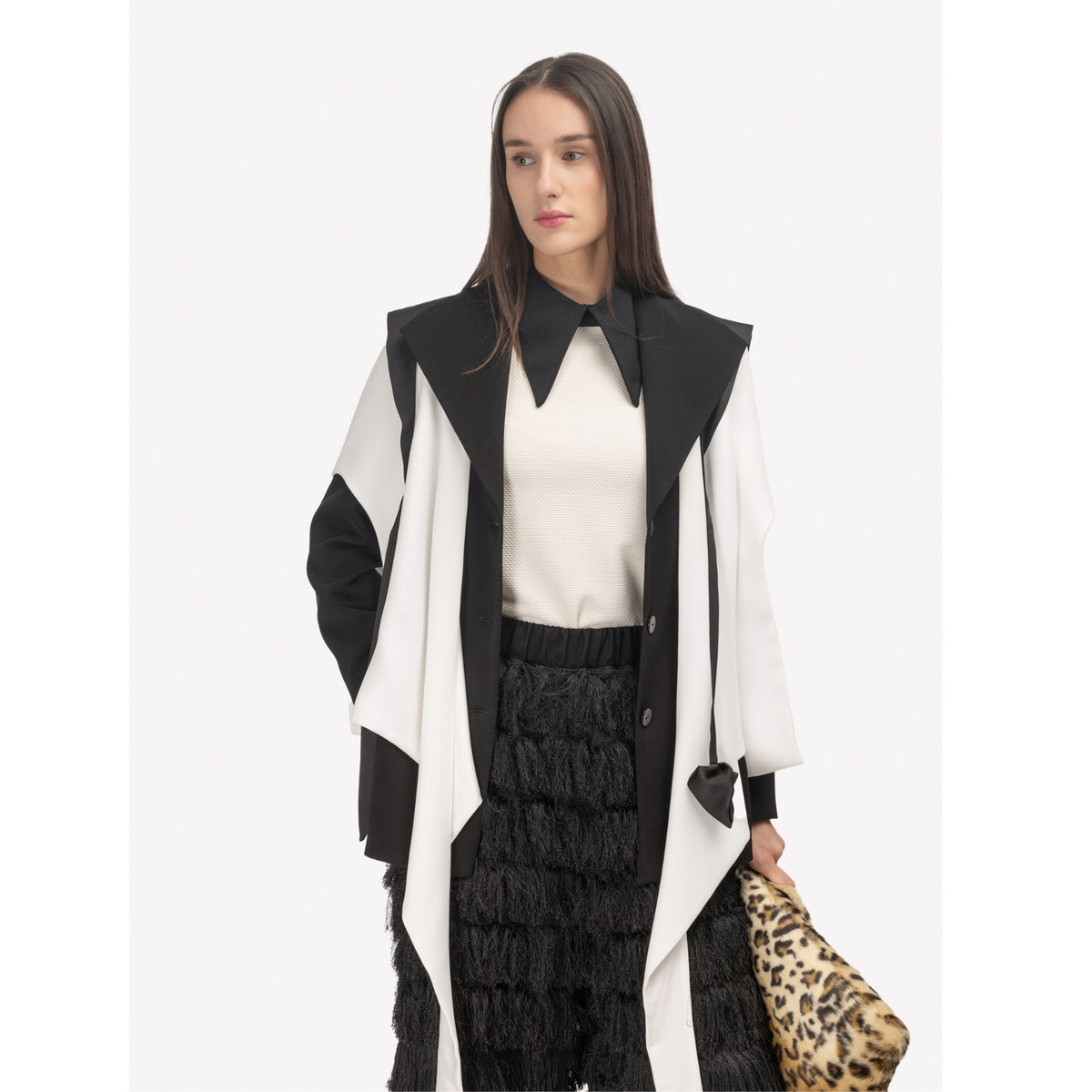 Evening Textured Fringe Bermuda Shorts | Black