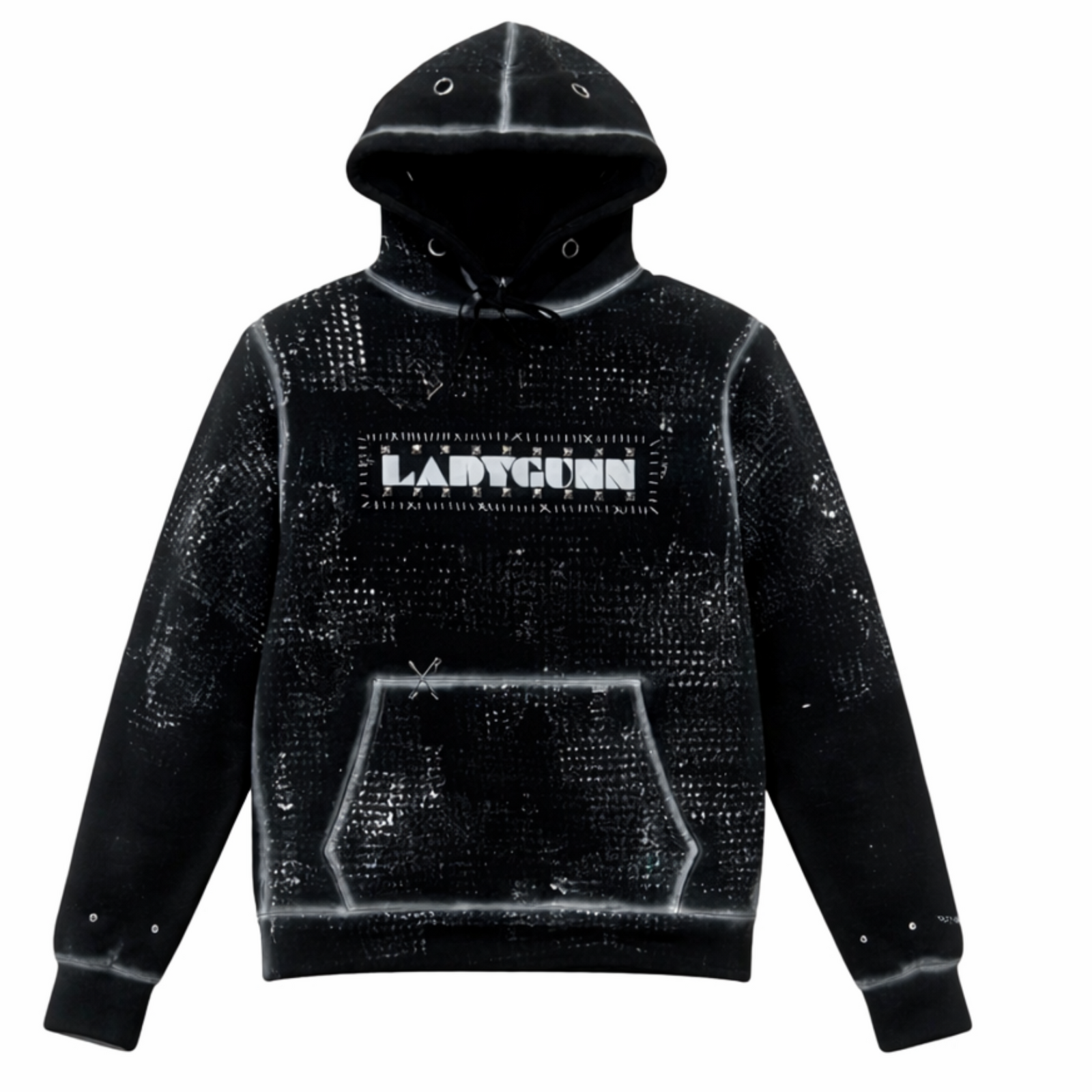 Black Graphic Hoodie with LADYGUNN Logo | MINDBLOWN x BTSA