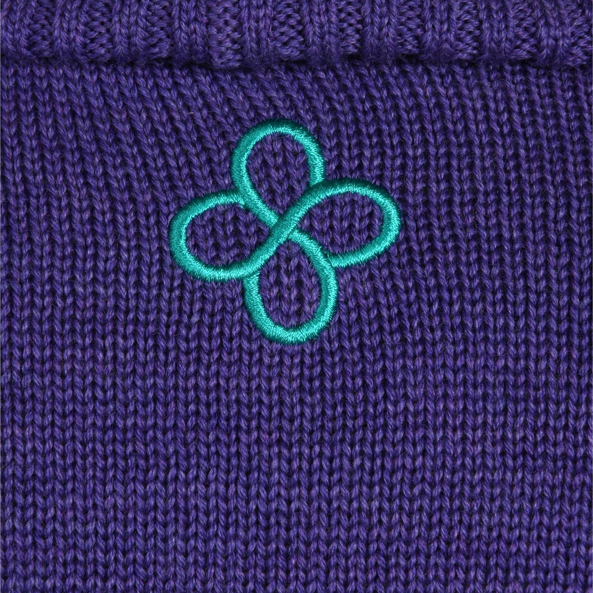 Purple Merino Wool Turtleneck Sweater with Flared Sleeves