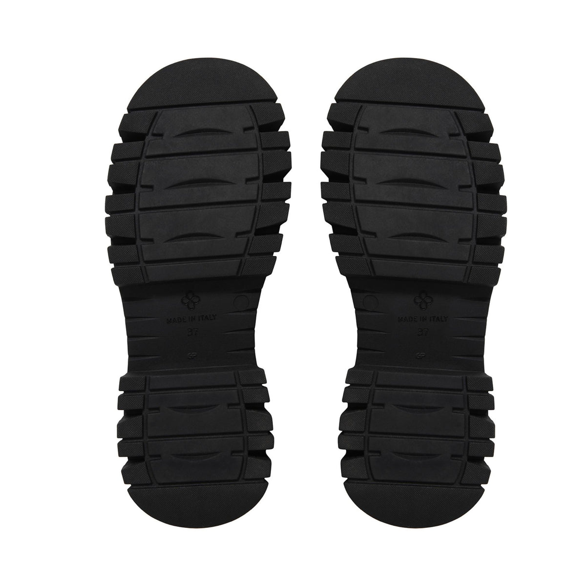 Black sole of a shoe on a white background