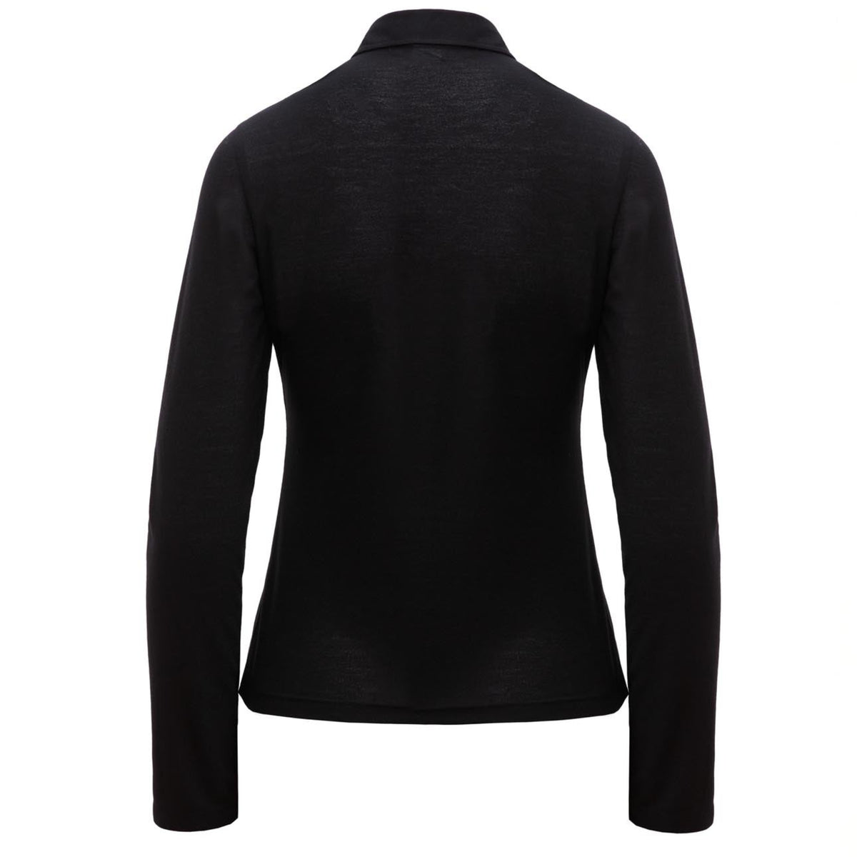 Fitted Knitted Button-Up Black Blouse