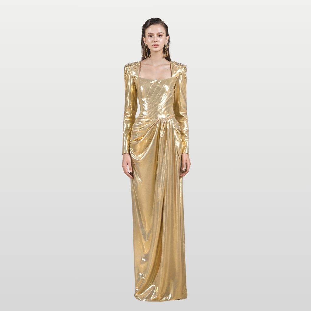 21SIX - Gold Samantha Dress, buy at doors.nyc