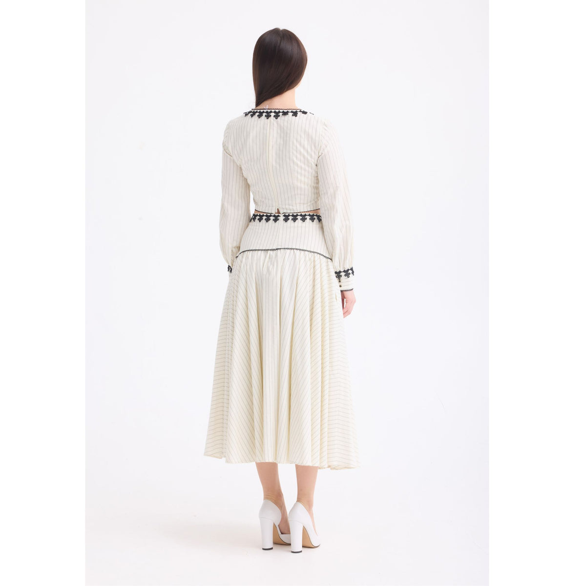Ivory Pleated Lace Trim Set