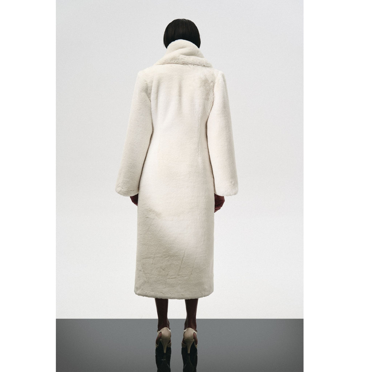 Fur Maxi Coat With Shawl Collar