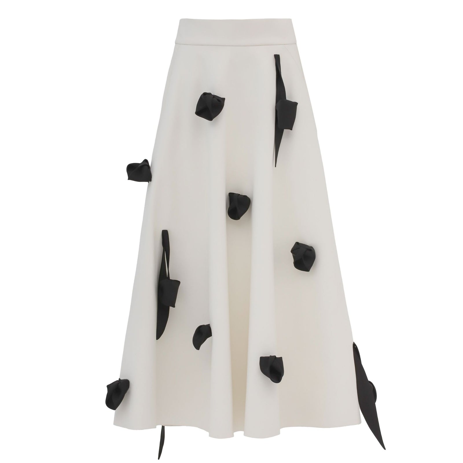 Faux Leather A-Line Skirt With Floral Details | Ivory