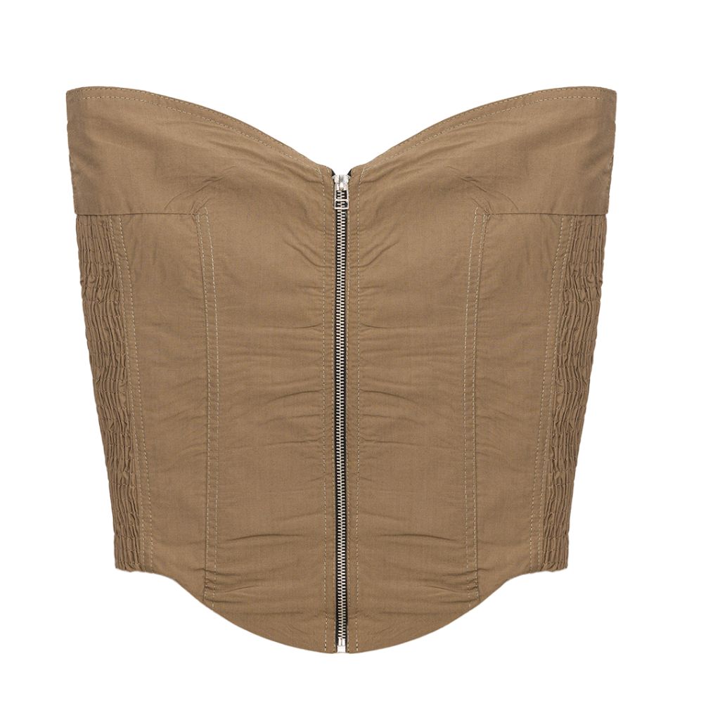 NO MATTER WHAT - Khaki Zipper Blouse, buy at DOORS NYC