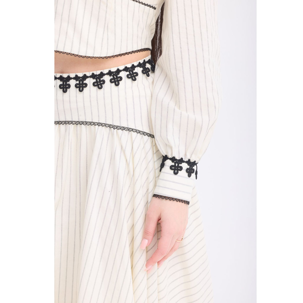 Ivory Pleated Lace Trim Set