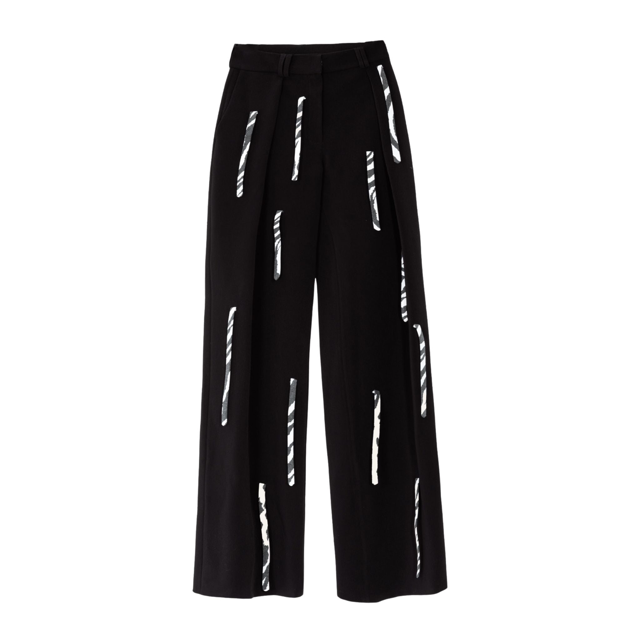 KRIS MARAN - Straight Pants With Zebra Details | Black buy at DOORS NYC
