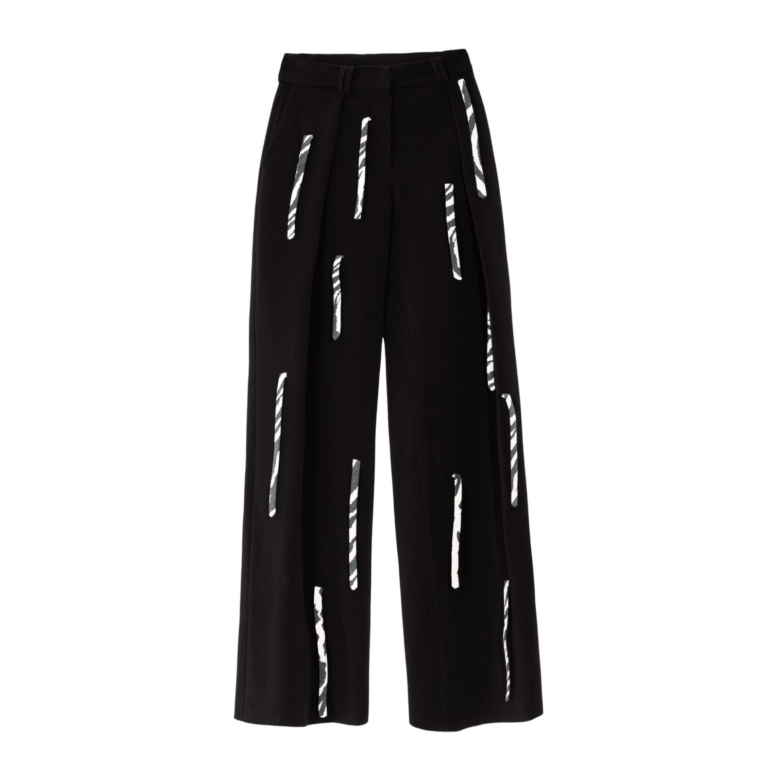 KRIS MARAN - Straight Pants With Zebra Details | Black buy at DOORS NYC