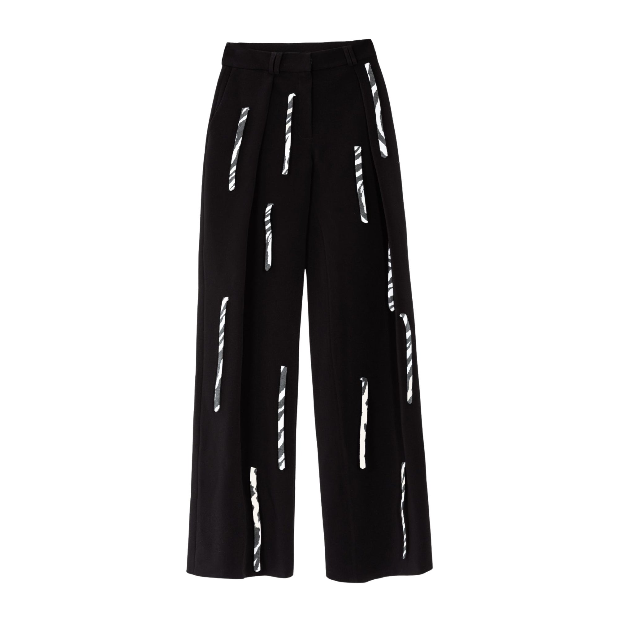 KRIS MARAN - Straight Pants With Zebra Details | Black buy at DOORS NYC