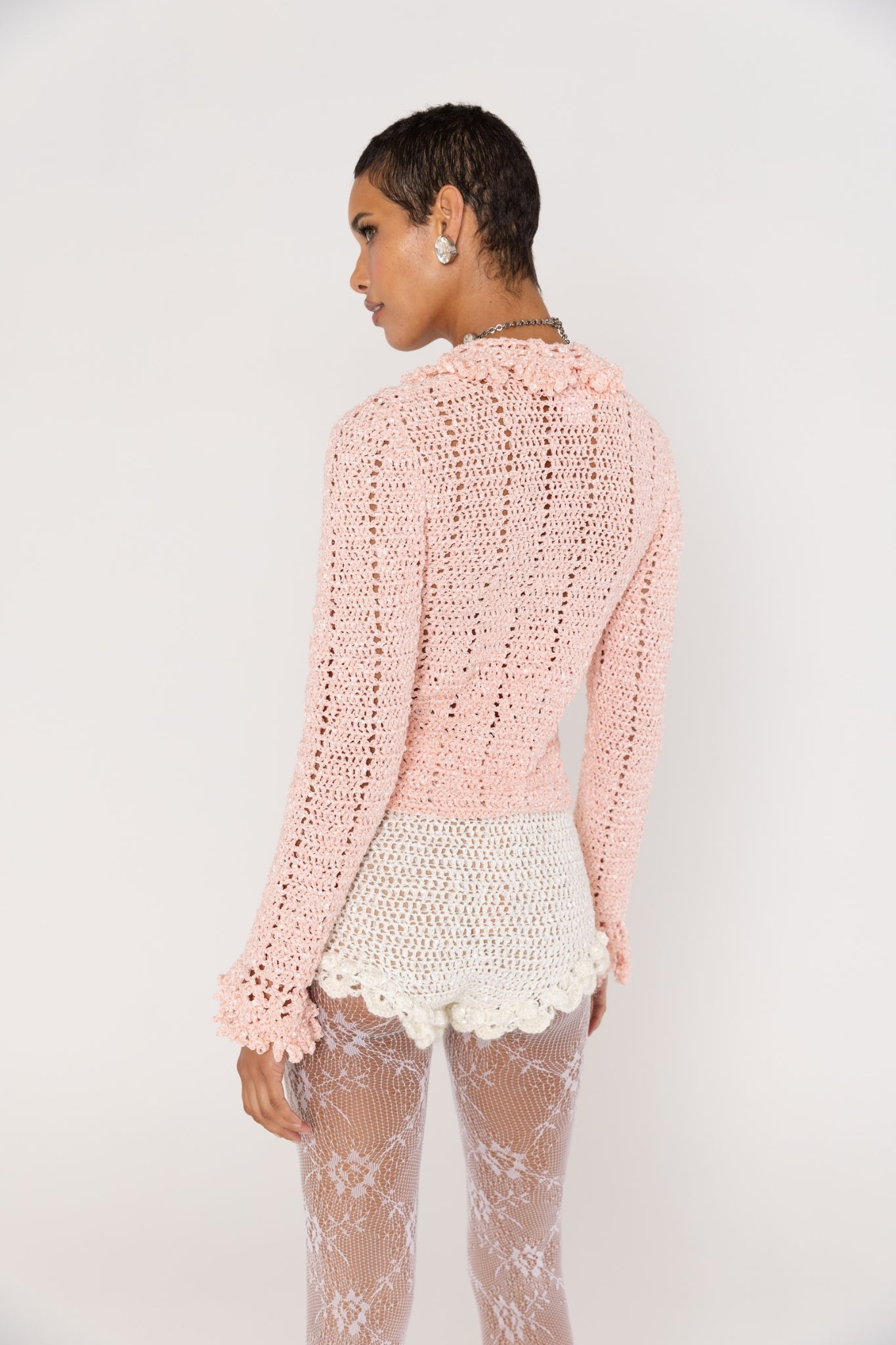 ANDREEVA - Chrysanthemum Handmade Crochet Shorts | White