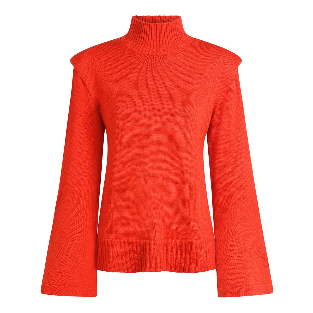 Red turtleneck sweater on a white background