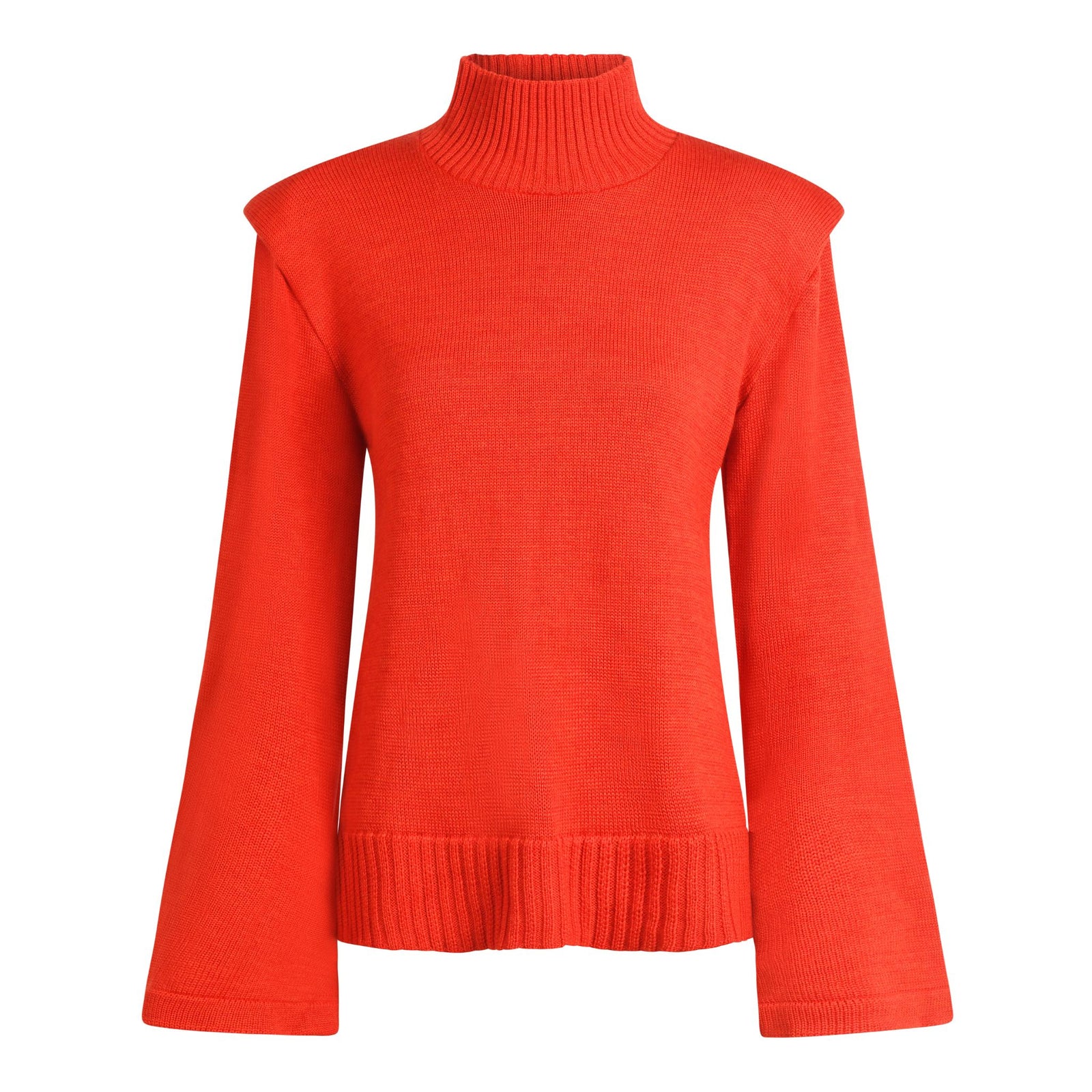 Red turtleneck sweater on a white background