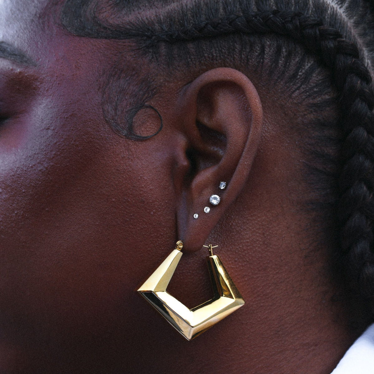 Chunky Geometric Gold Door Knocker Earrings