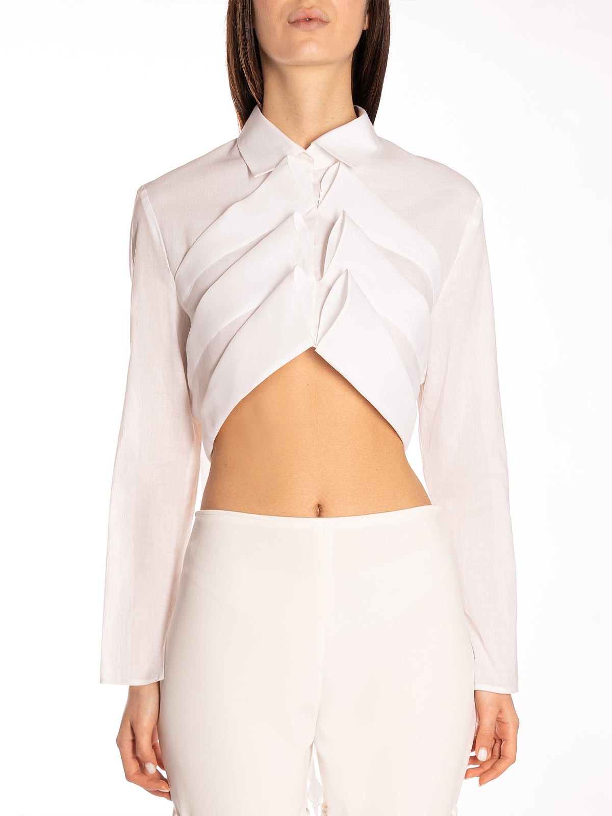 HURRICANE B- Cropped Shirt With Floral Fringes  | PR Sample