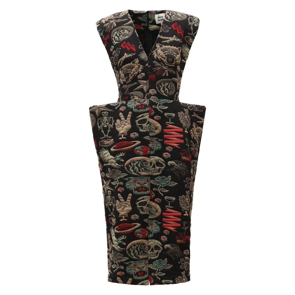 Fashion Midi Dress With Belt And Bold Shoulders Jacquard Black