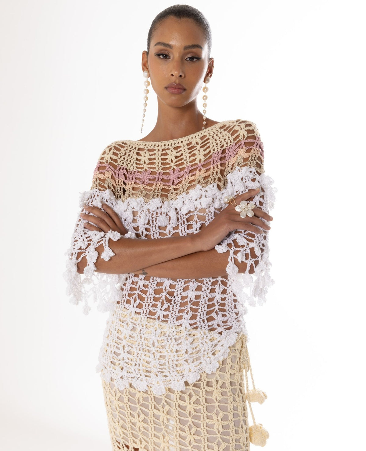 ANDREEVA - Vanilla Multicolor Handmade Crochet Top, buy at DOORS NYC