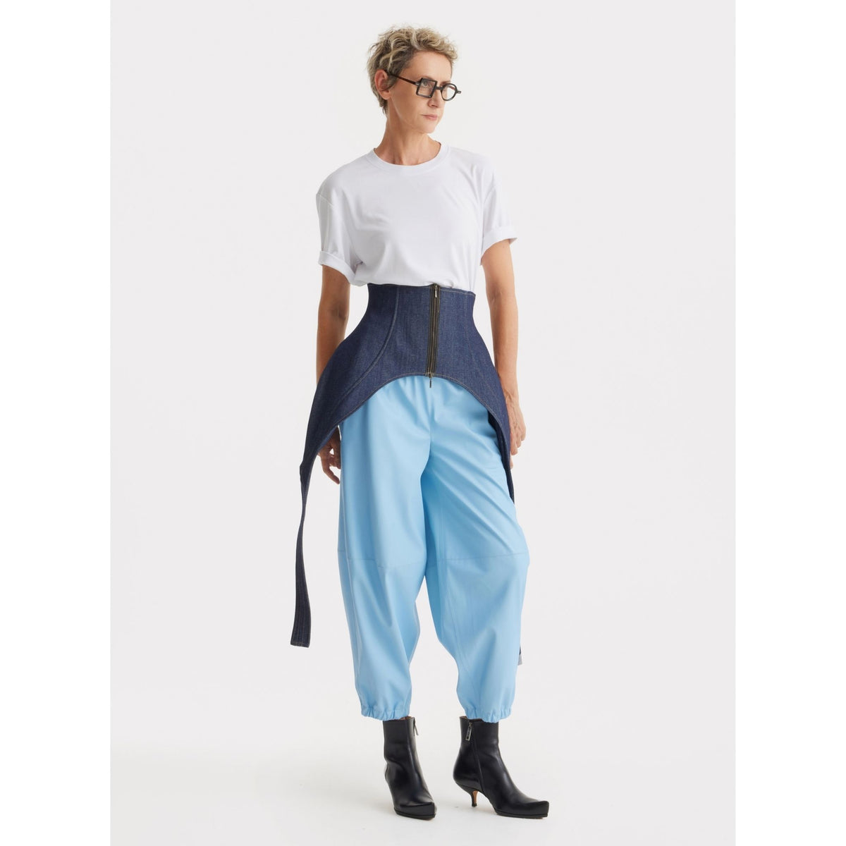 Minimalist Waist Corset For Layering | Blue Denim