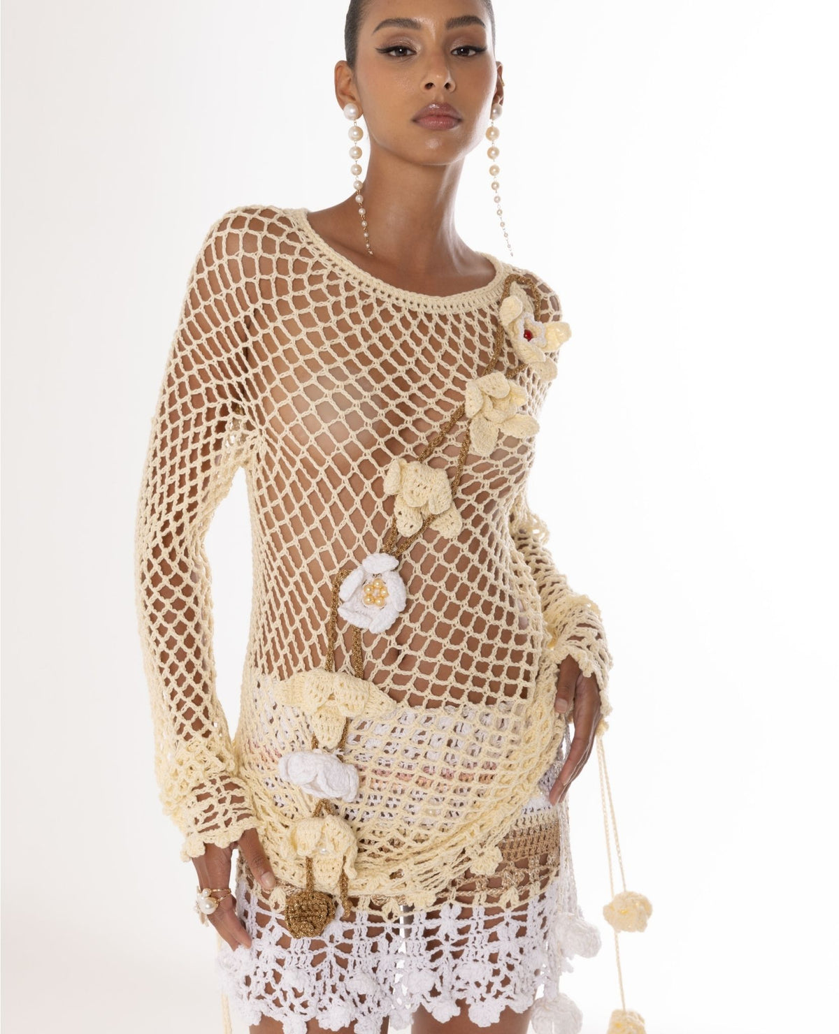 ANDREEVA - Vanilla Multicolor Handmade Crochet Top-Dress
, buy at DOORS NYC