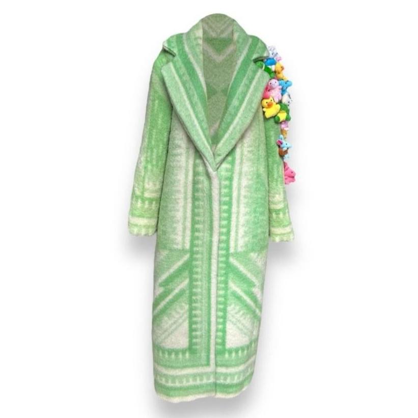 STUDIO WUNDERBAR - Green Animaly Coat PR Sample at DOORS NYC PR showroom