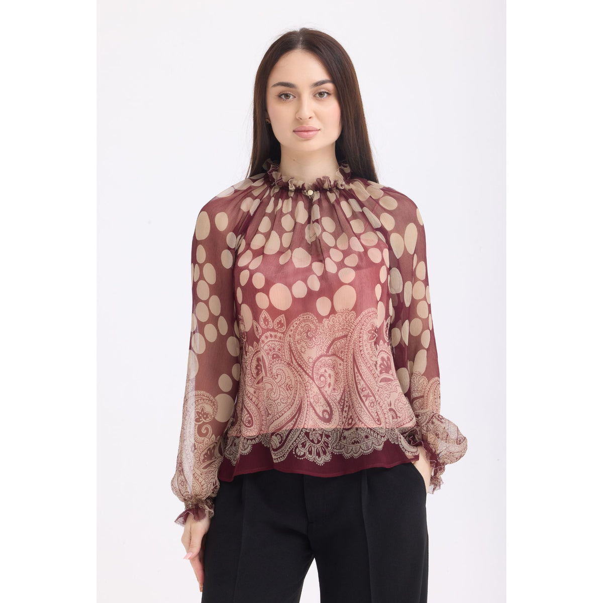 Polka Dot Paisley  Blouse
