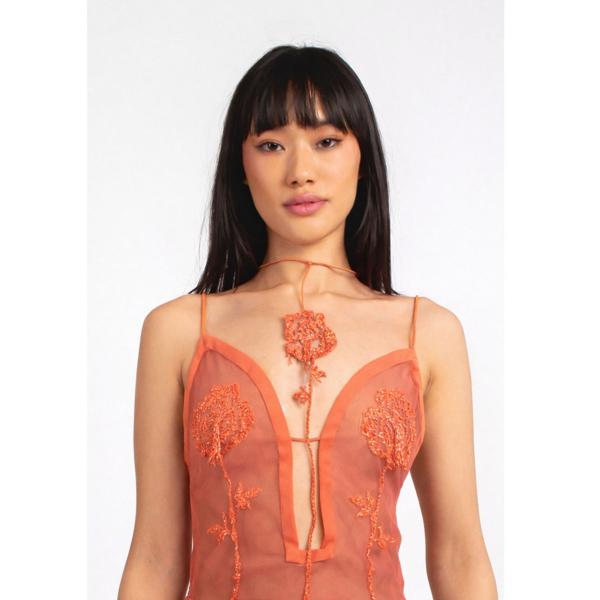Rose Sheer Top | Orange