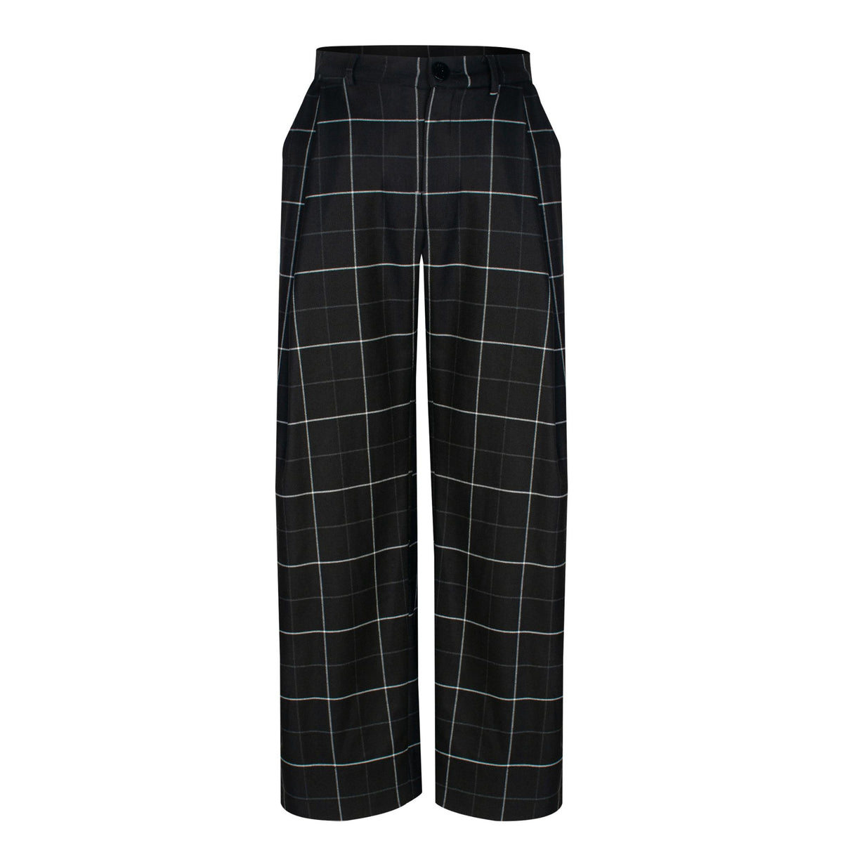 Woven Check High Waisted Trousers