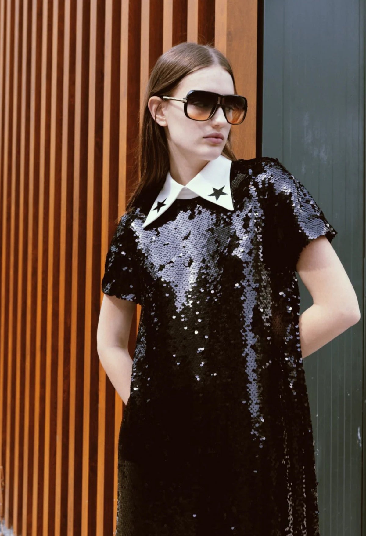 JULIA ALLERT - Sequin Evening Gown | Black buy at doors.nyc