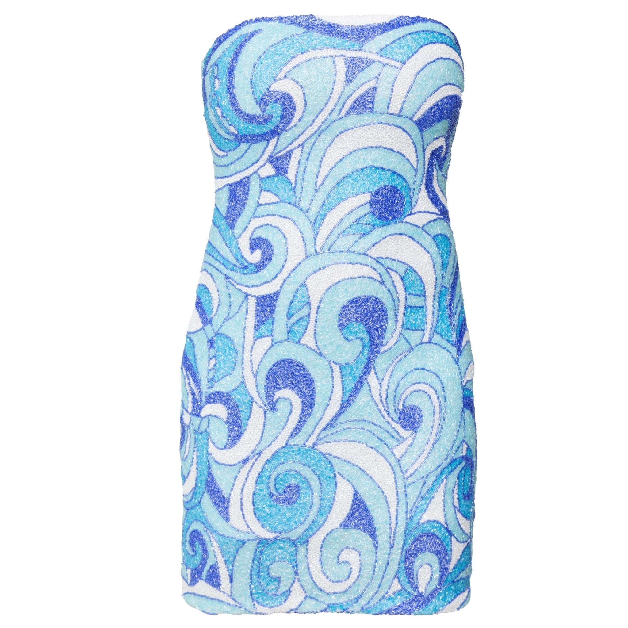 SELF ADORE - Veronica Hand-Beaded Embellished Mini Dress | Blue/Green | DOORS NYC SELF ADORE - Veronica Hand-Beaded Embellished Mini Dress | Blue/Green | DOORS NYC