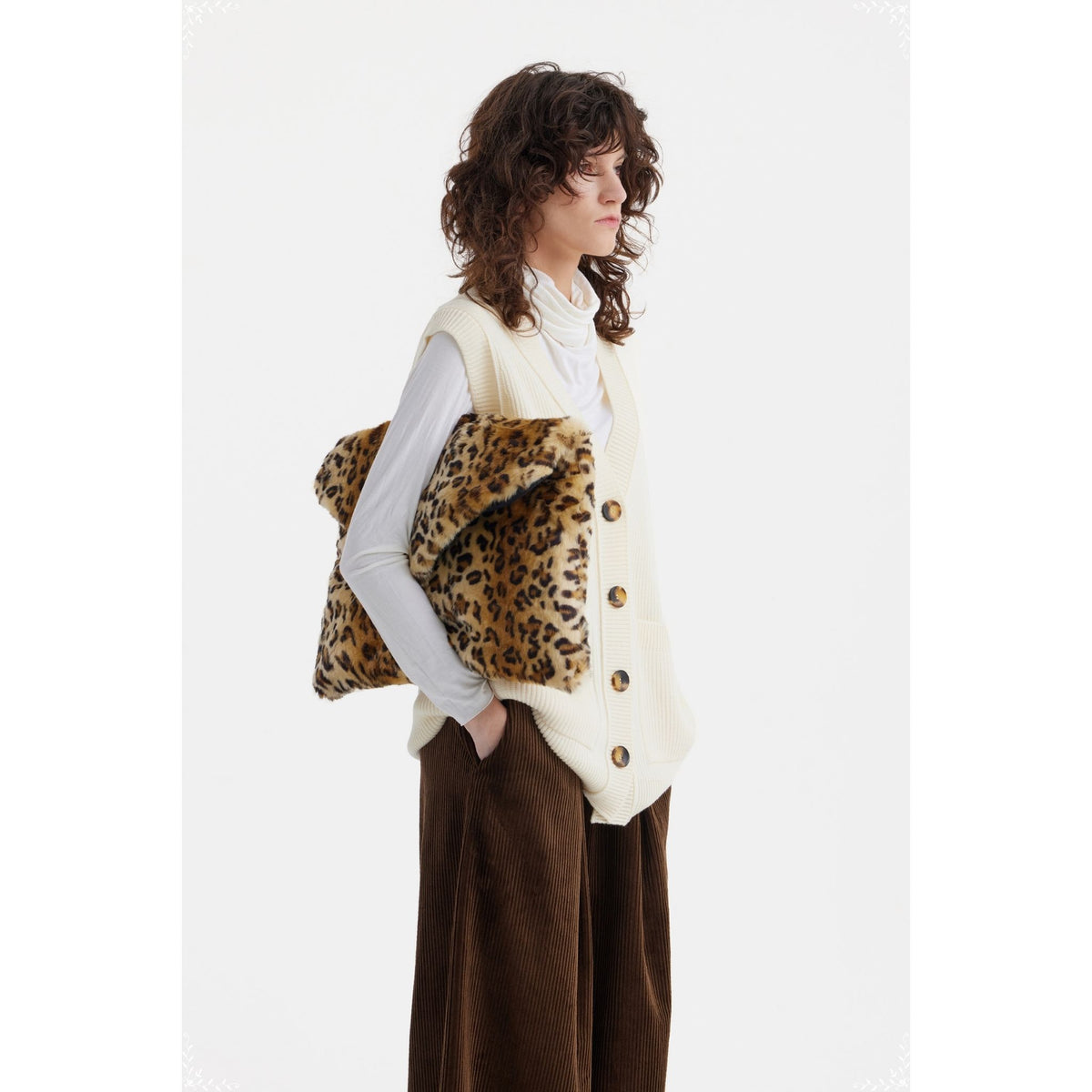 Faux Fur Envelope Clutch Bag | Leopard Print