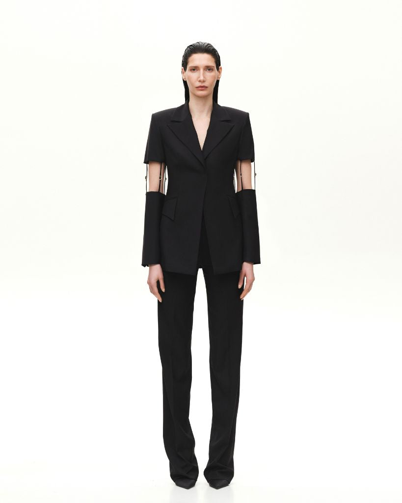 KRIS MARAN - Straight Wool Pants With A Buckle buy at DOORS NYC