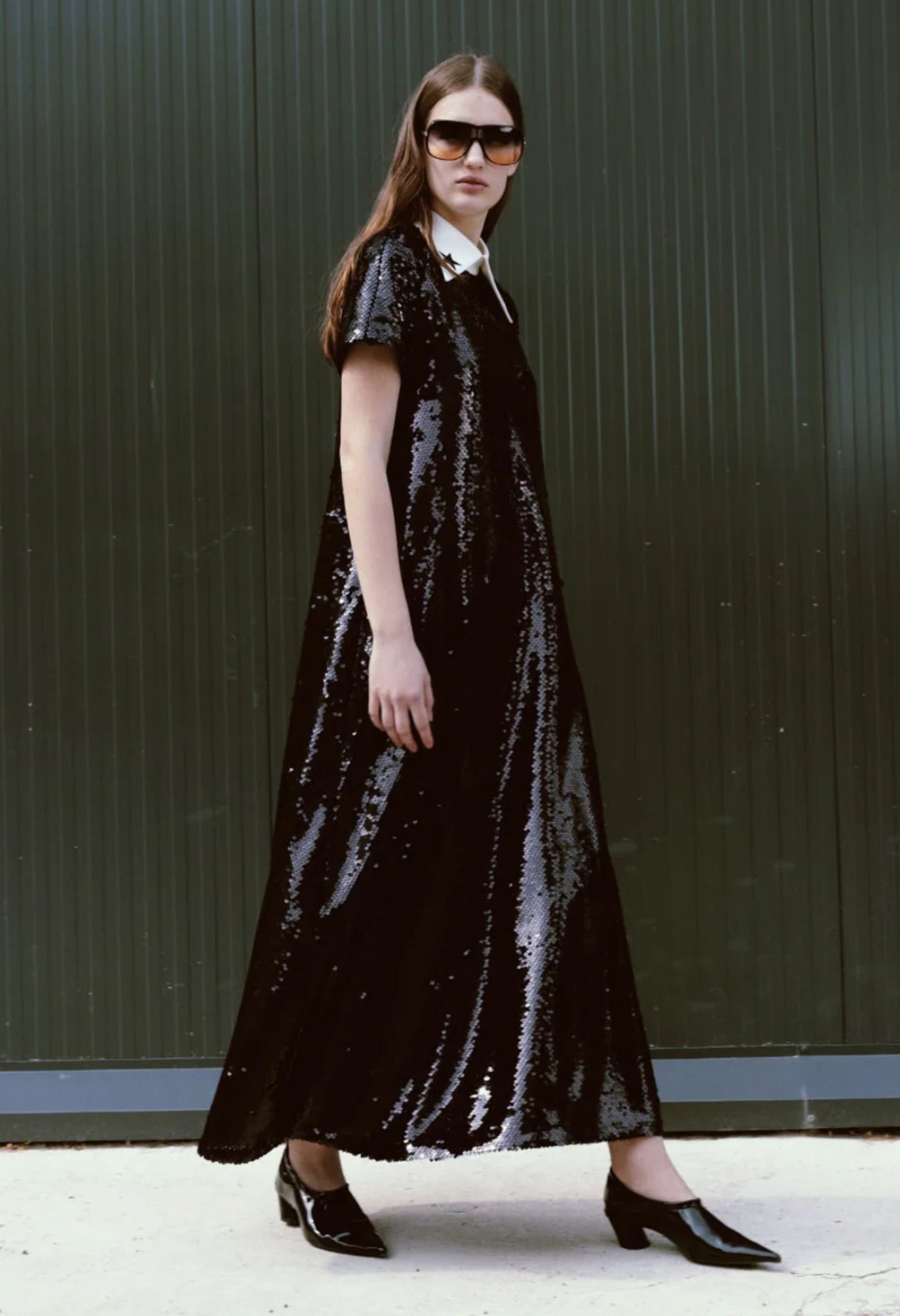 JULIA ALLERT - Sequin Evening Gown | Black buy at doors.nyc