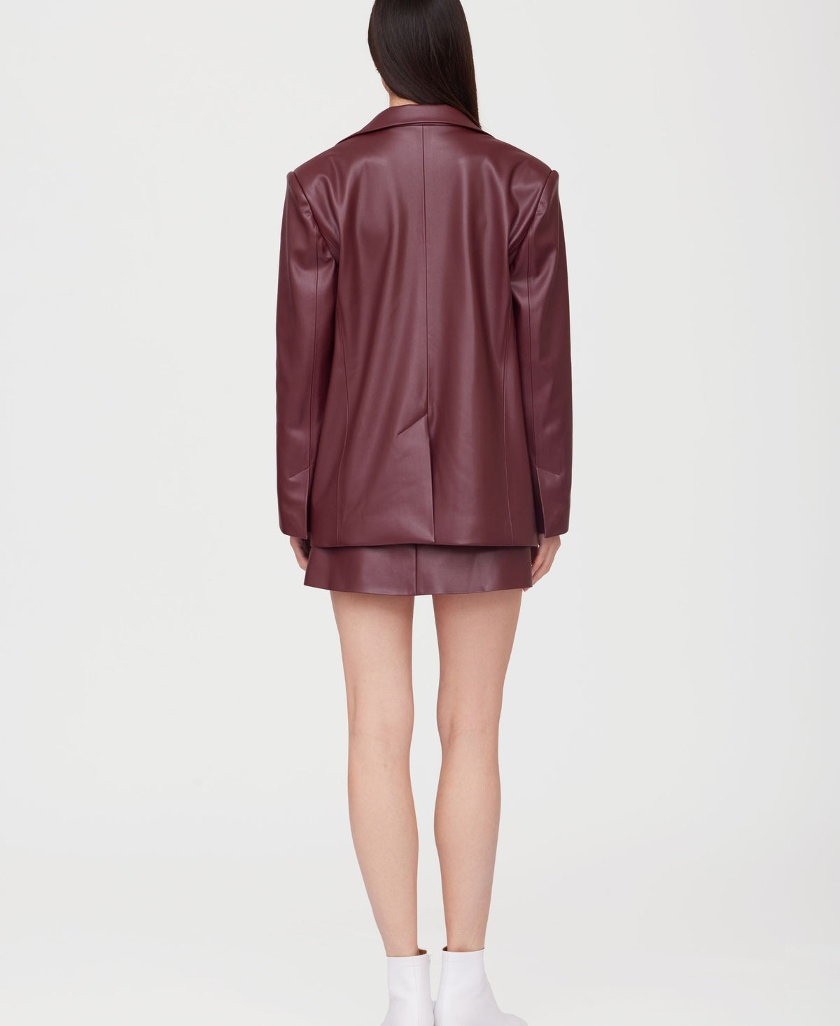 SOTROPA - Eco Leather Blazer | Burgundy at DOORS NYC PR showroom