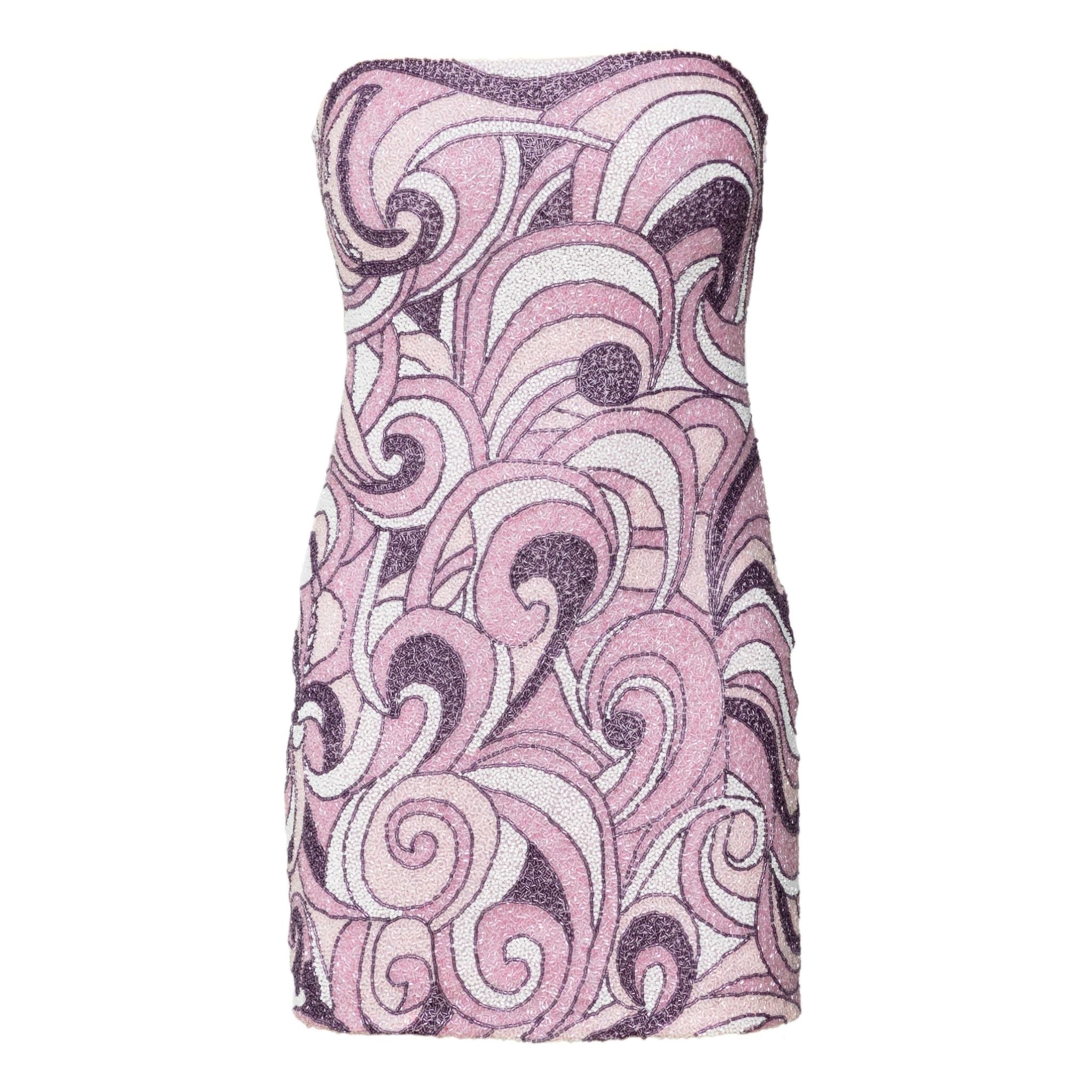 fitted lace wedding dress Self Adore - Veronica Hand-Beaded Embellished Mini Dress | Pink/Purple