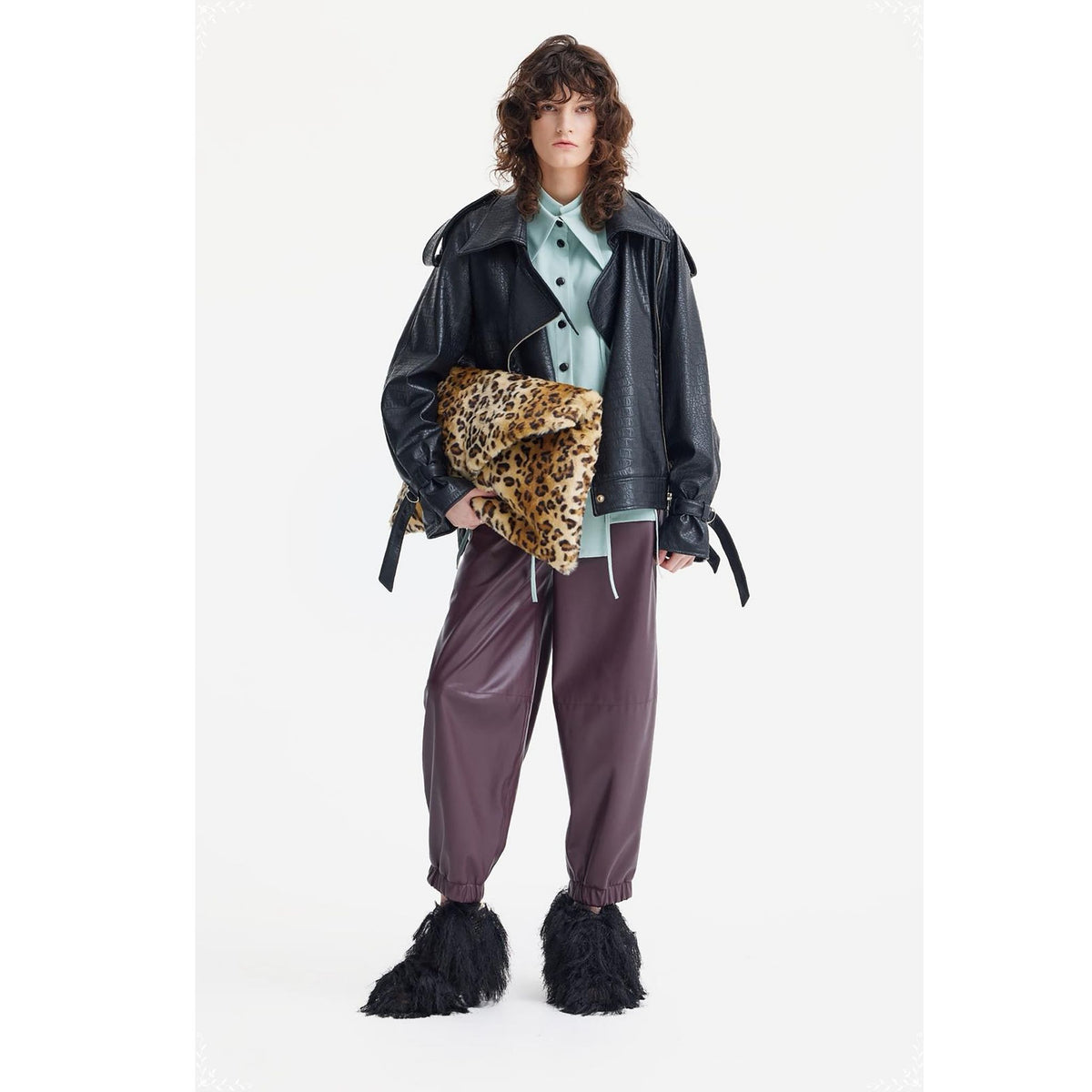 Faux Fur Envelope Clutch Bag | Leopard Print