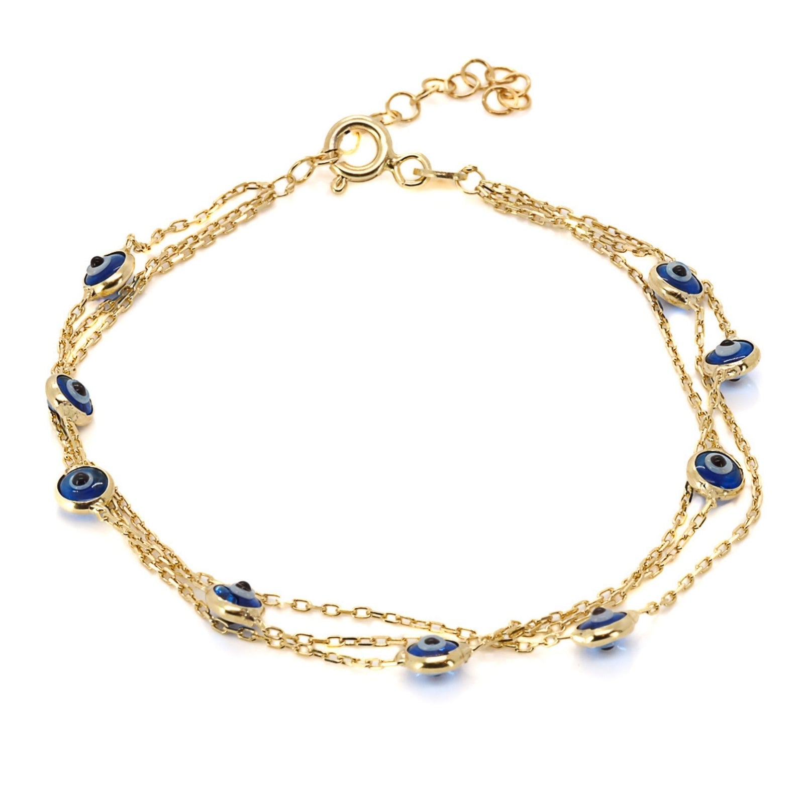 Triple Chain Evil Eye Gold Bracelet