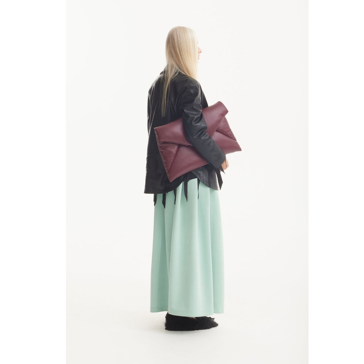 Faux Leather Envelope Clutch Bag | Burgundy