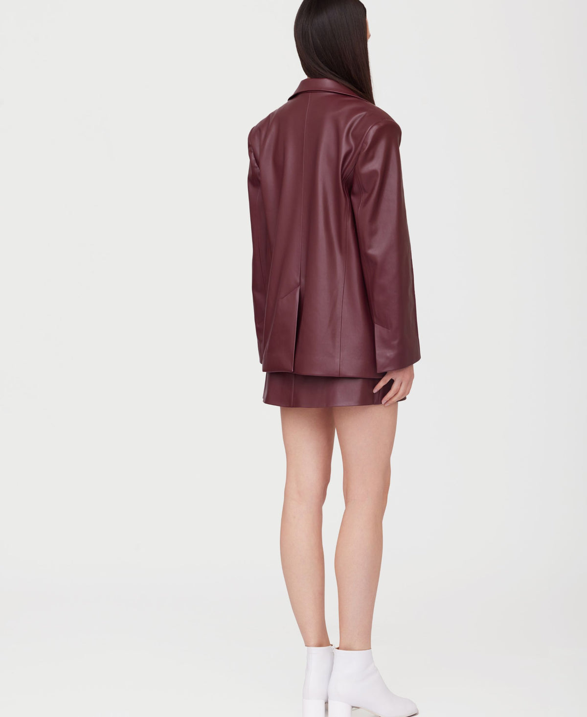 SOTROPA - Eco Leather Blazer | Burgundy at DOORS NYC PR showroom