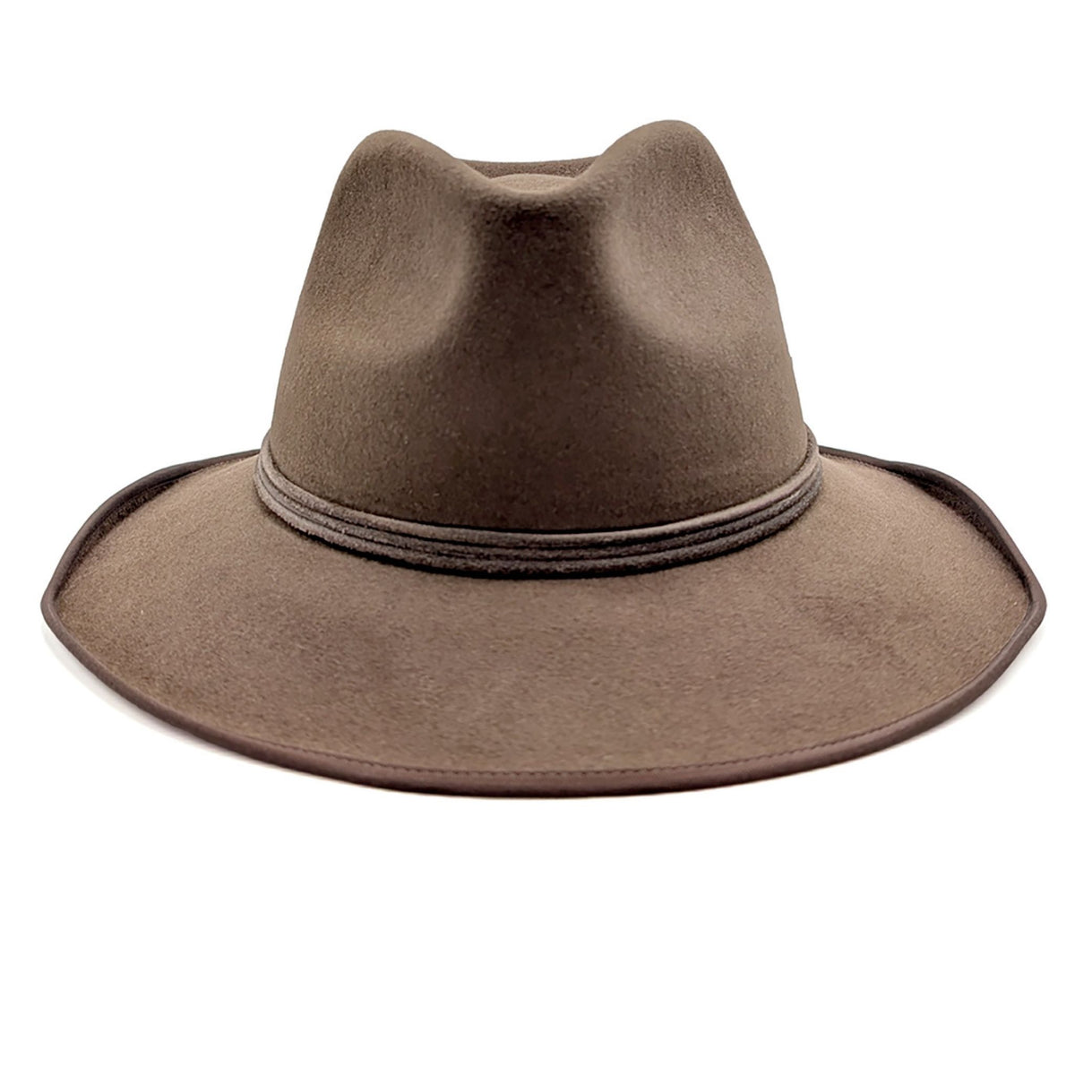 Brown fedora hat on a white background