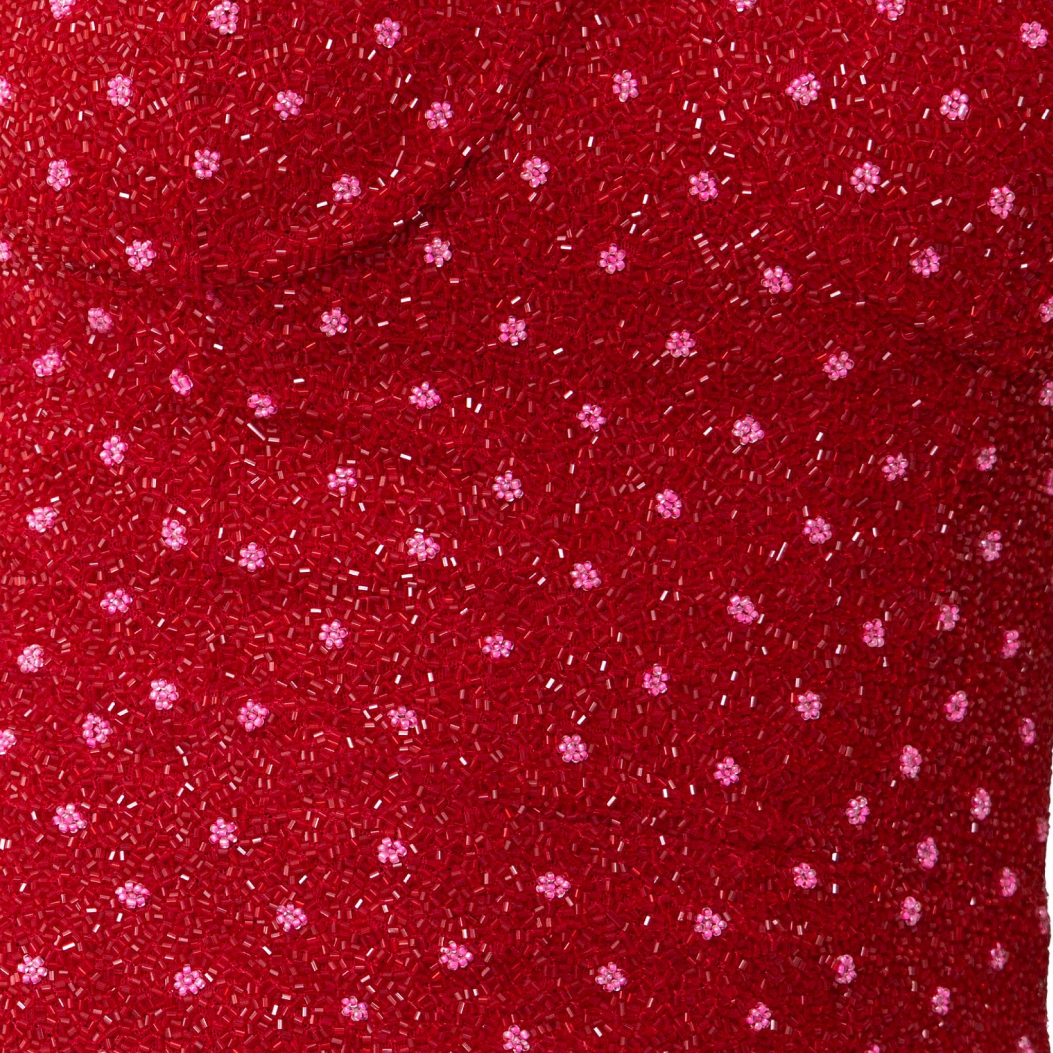 Perla Hand-Beaded Embellished Corset Top | Red