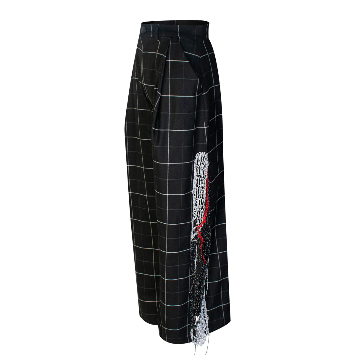Woven Check Asymmetric Wrap Trousers