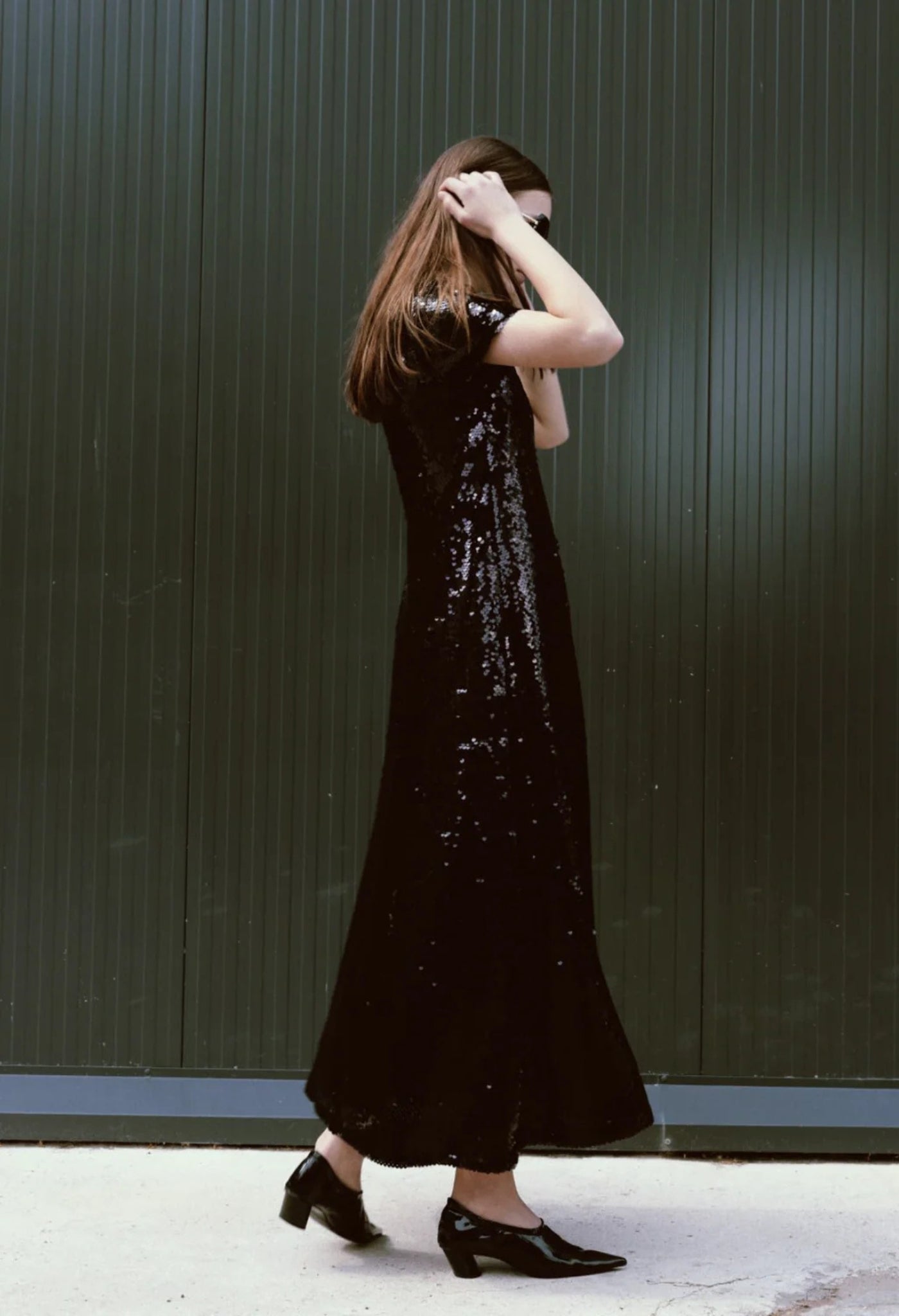 JULIA ALLERT - Sequin Evening Gown | Black buy at doors.nyc
