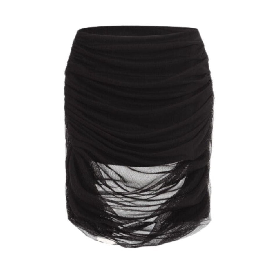 KRIS MARAN -Sheer Skirt With Draping buy at DOORS NYC