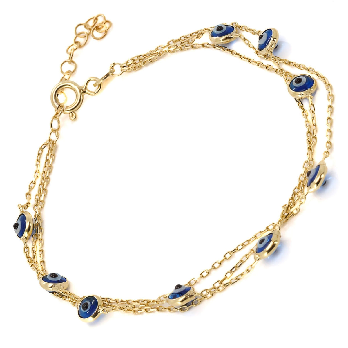 Triple Chain Evil Eye Gold Bracelet