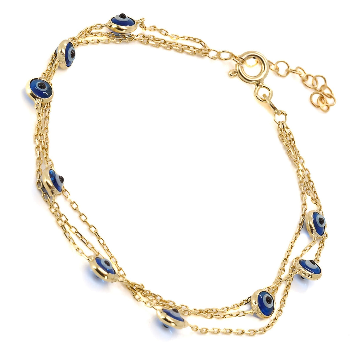 Triple Chain Evil Eye Gold Bracelet
