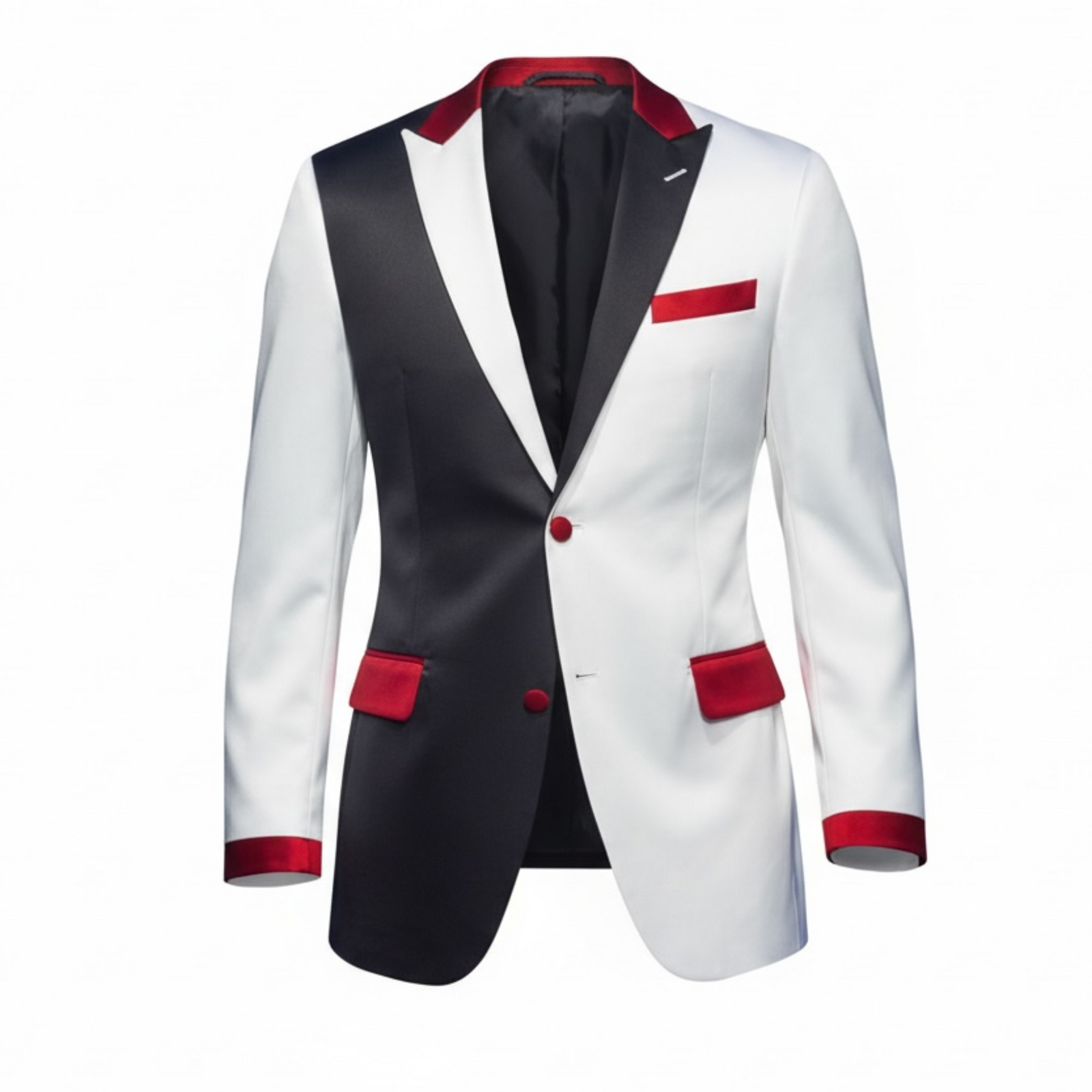 Satin-Acetate Two-Tone “Scarface” Statement Tuxedo Jacket