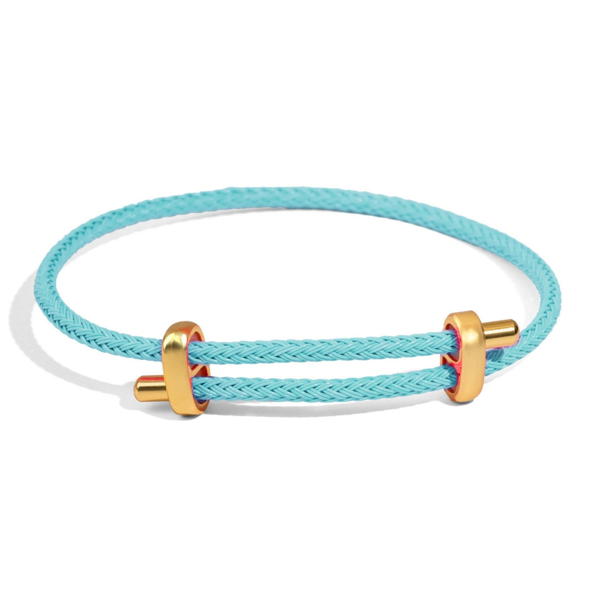 Turquoise Glow Adjustable Gold Rope Bracelet