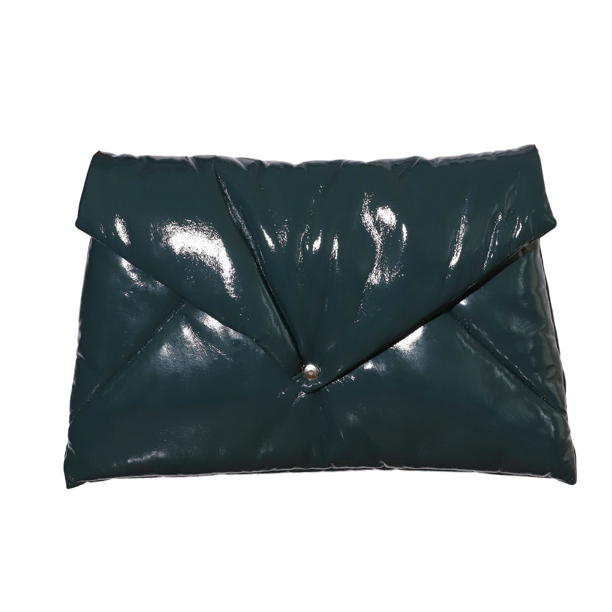 Glossy Patent Envelope Clutch Bag | Emerald